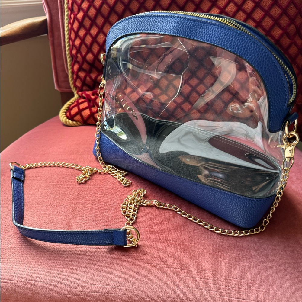 Clear Blue Bag with detachable straps NEVER USED